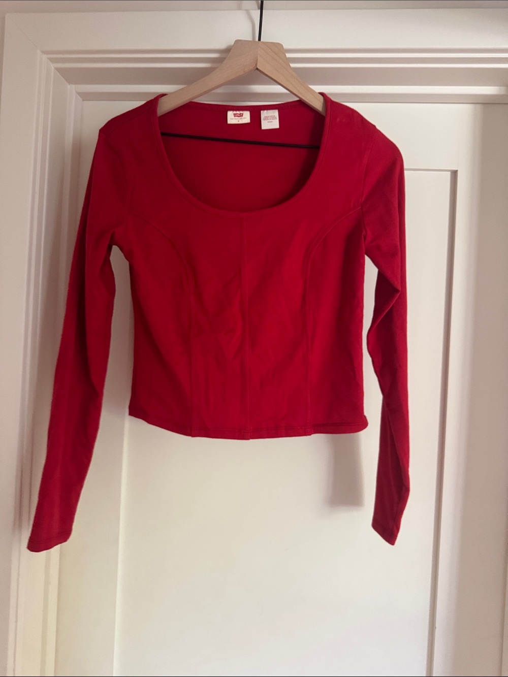 Levi's Red Scoop Neck Long Sleeve Top